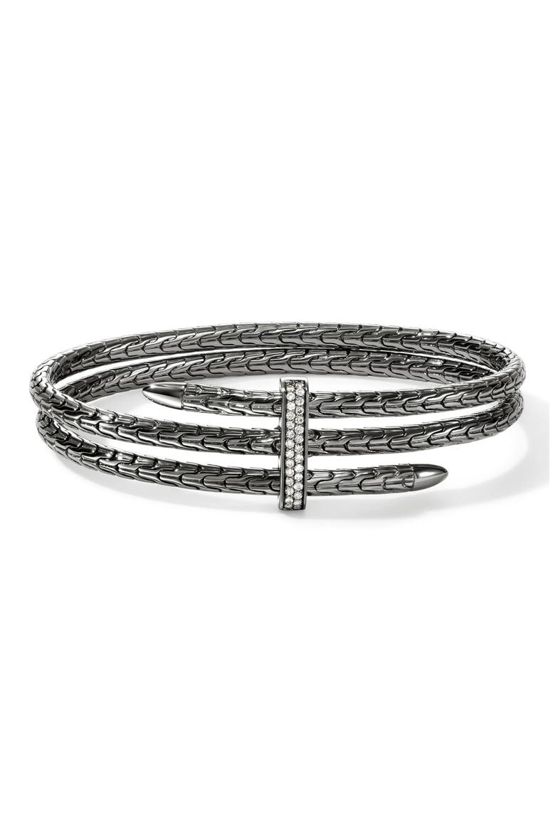Spear Double Flex Cuff, Diamond, 4mm, Main, color, DARK SILVER