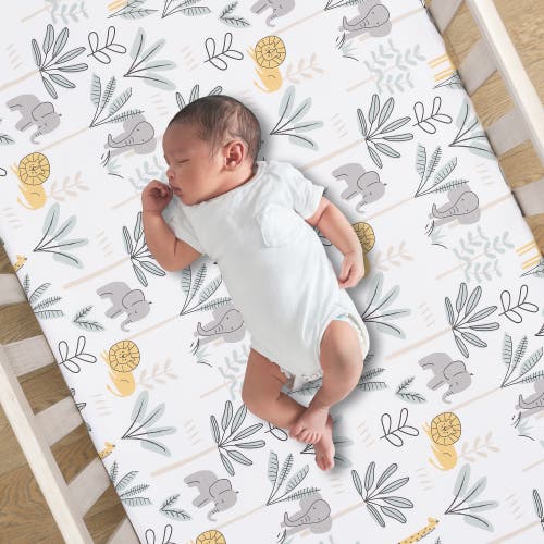 Lambs & Ivy Jungle Adventure 100% Cotton Baby/toddler Fitted Crib Sheet In White