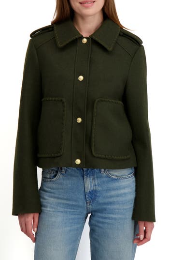 Laundry By Shelli Segal Blanket Stitch Jacket In Green