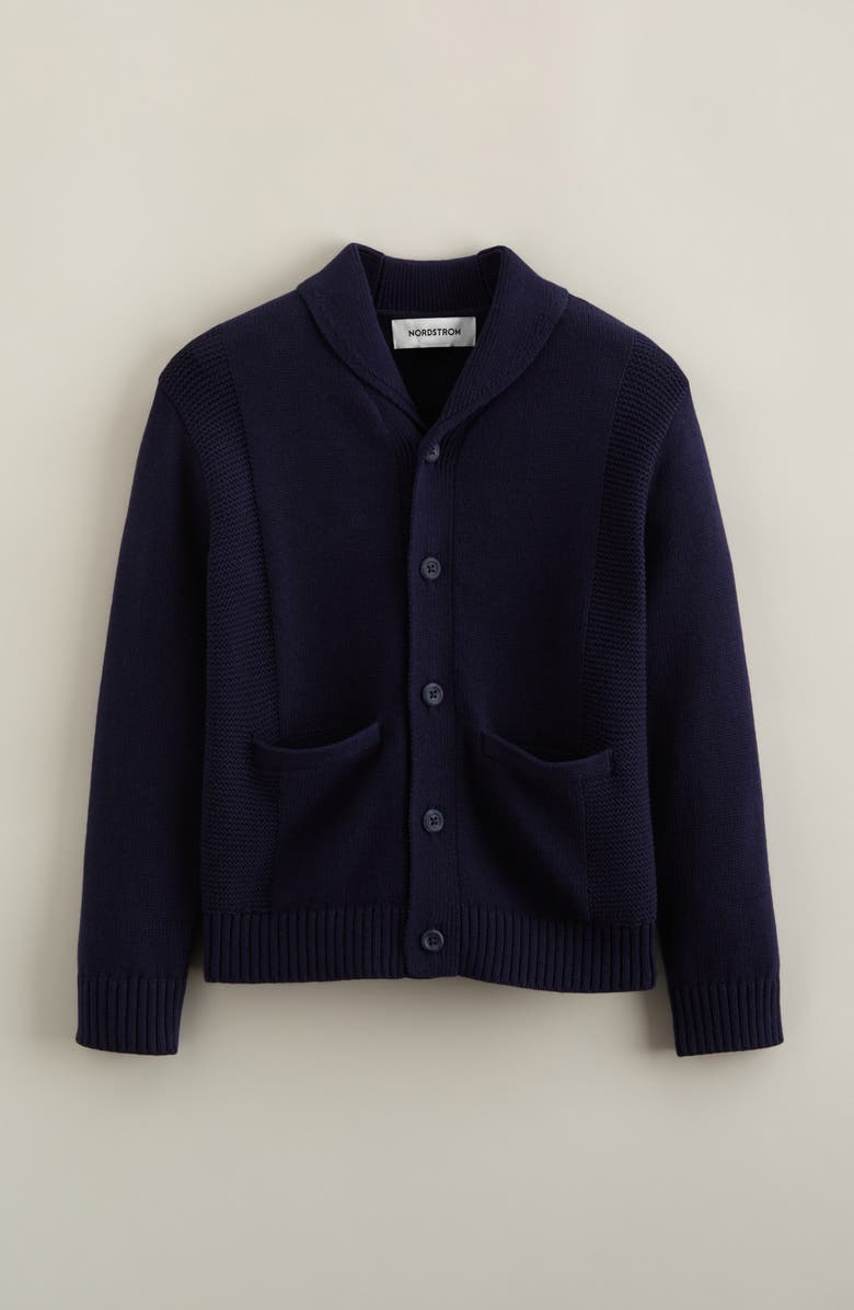 Nordstrom Kids' Cotton Shawl Collar Cardigan, Main, color, Navy Peacoat