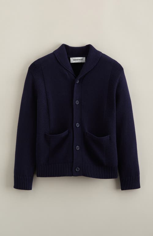 Nordstrom Kids' Cotton Shawl Collar Cardigan In Blue