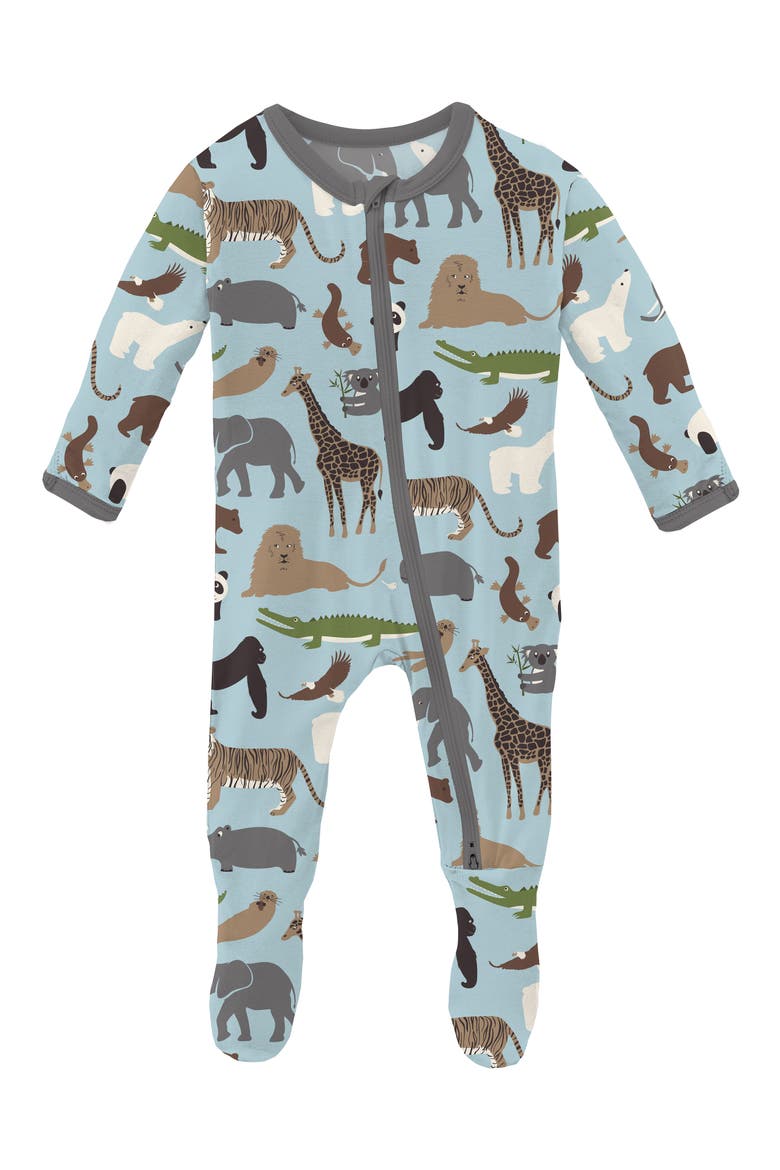 Print Footie, Main, color, SPRING SKY ZOO