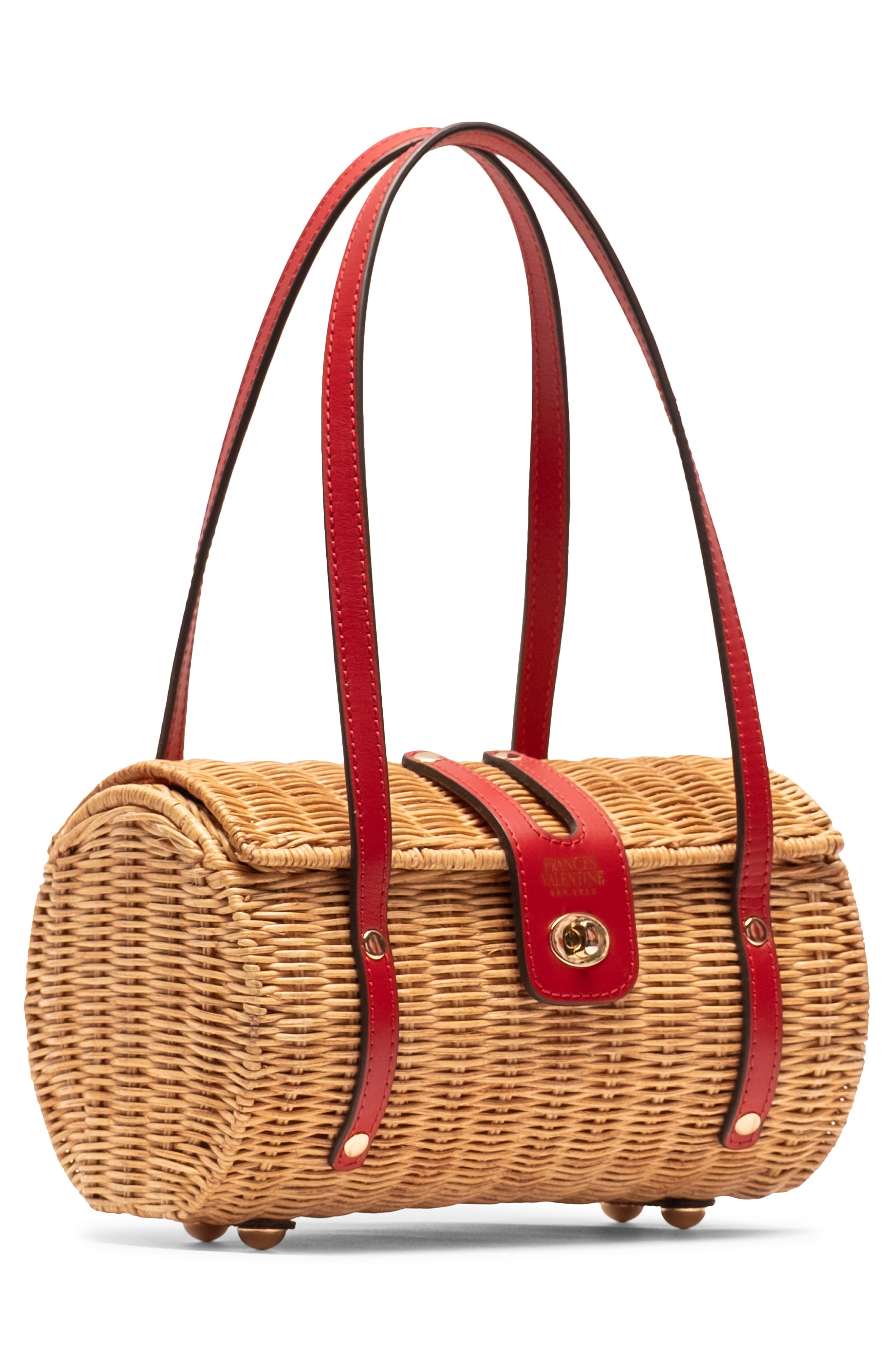 Dottie Wicker Basket Bag, Alternate, color, RED