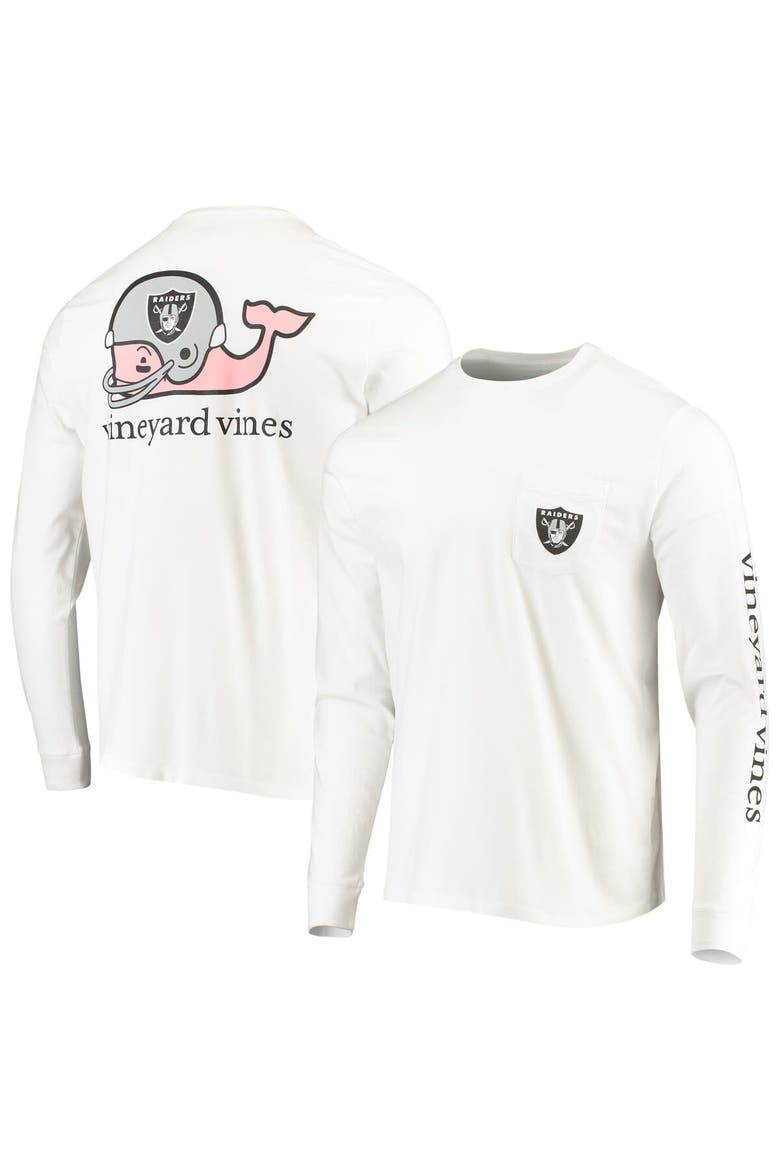 Men's Vineyard Vines White Las Vegas Raiders Whale Helmet Long Sleeve T-Shirt, Main, color, White