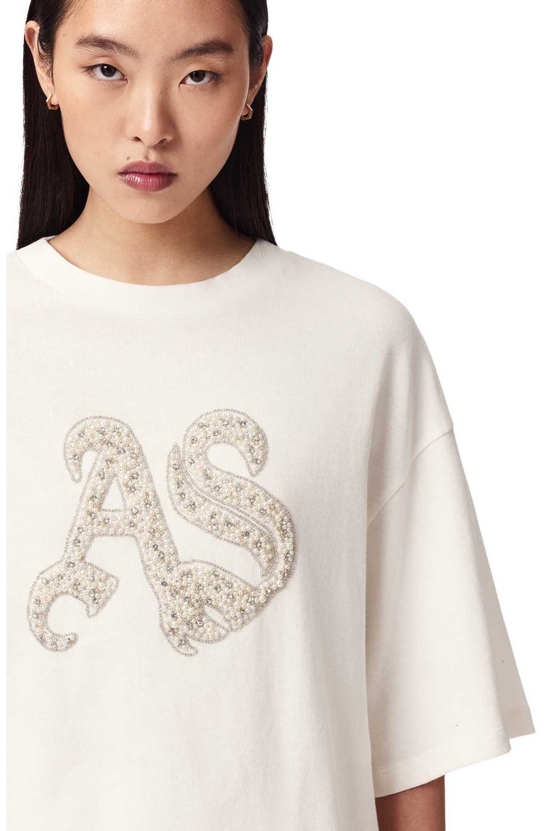Icon Amelie Oversize Rhinestone Cotton T-Shirt, Alternate, color, OPTIC WHITE