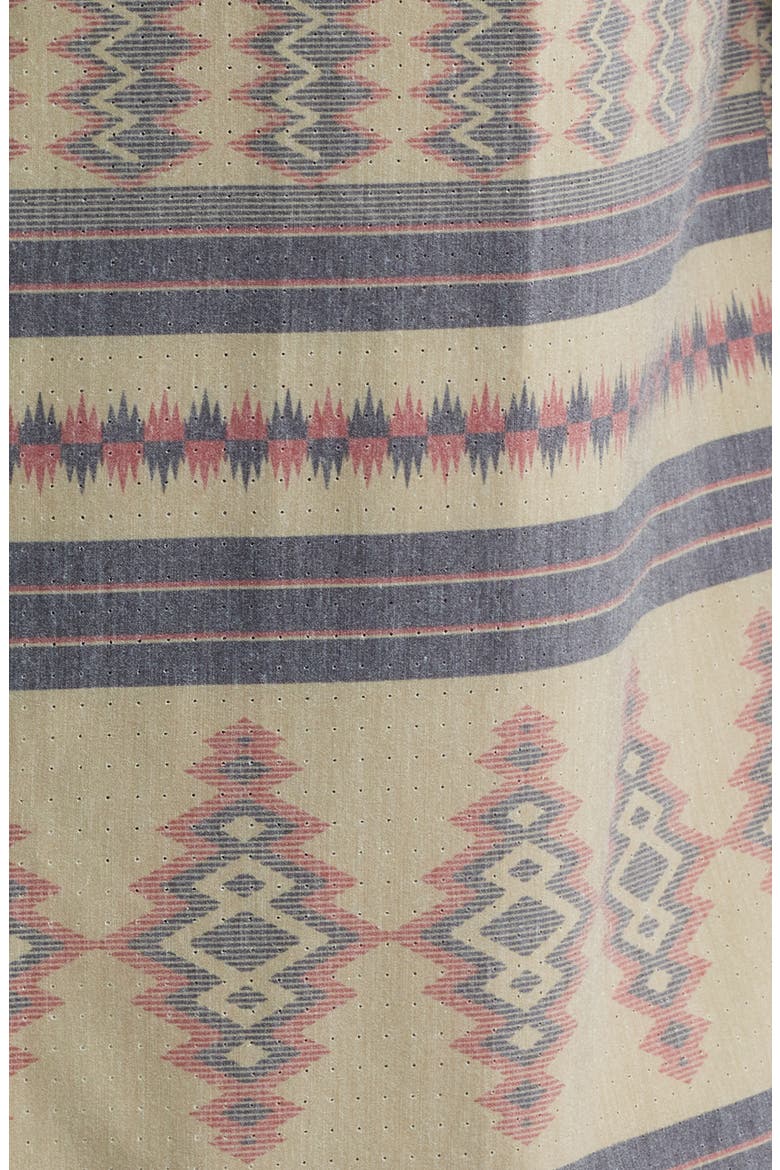 Palmetto Geo Pattern Cotton Camp Shirt, Alternate, color, ALOE/ BROWN