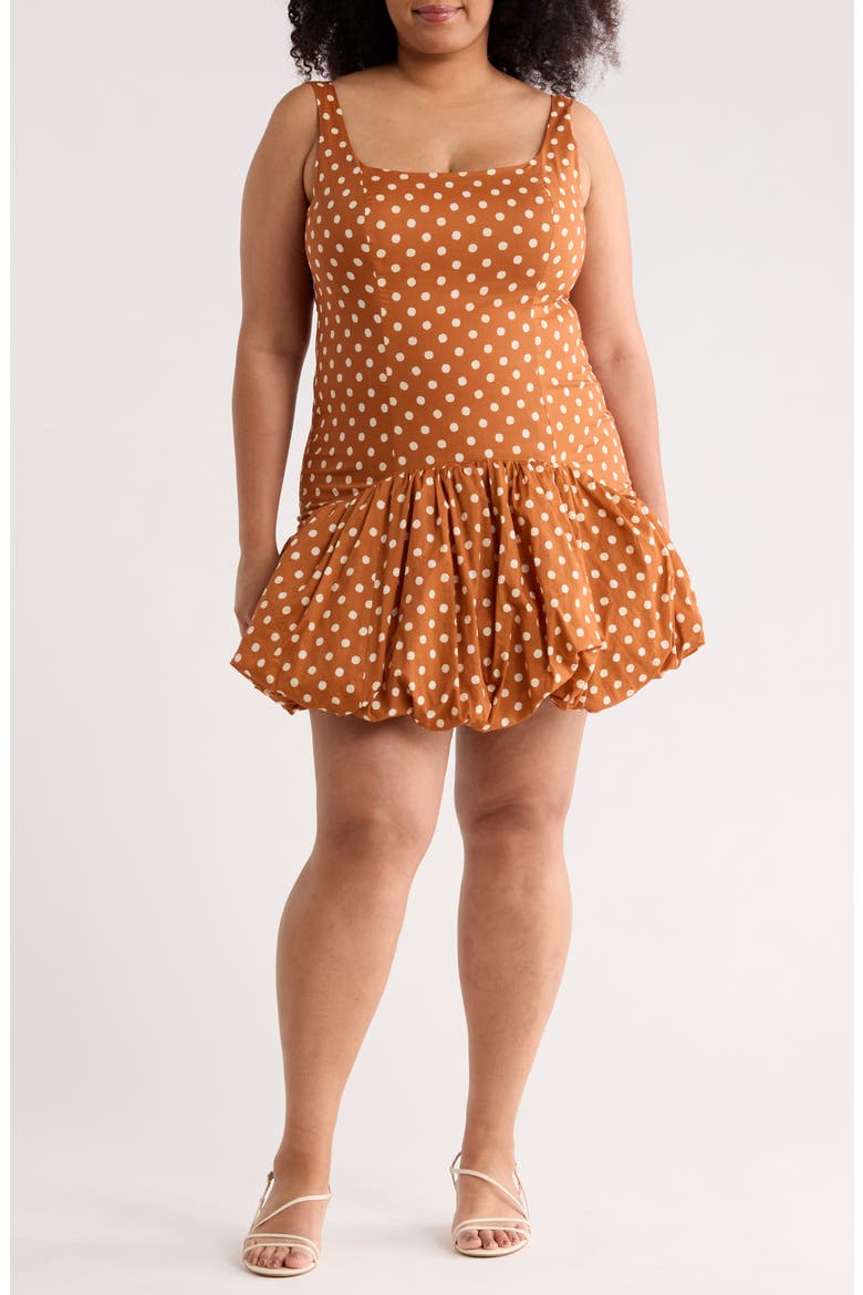 Sleeveless Drop Waist Bubble Hem Dress, Main, color, COPPER DOTS