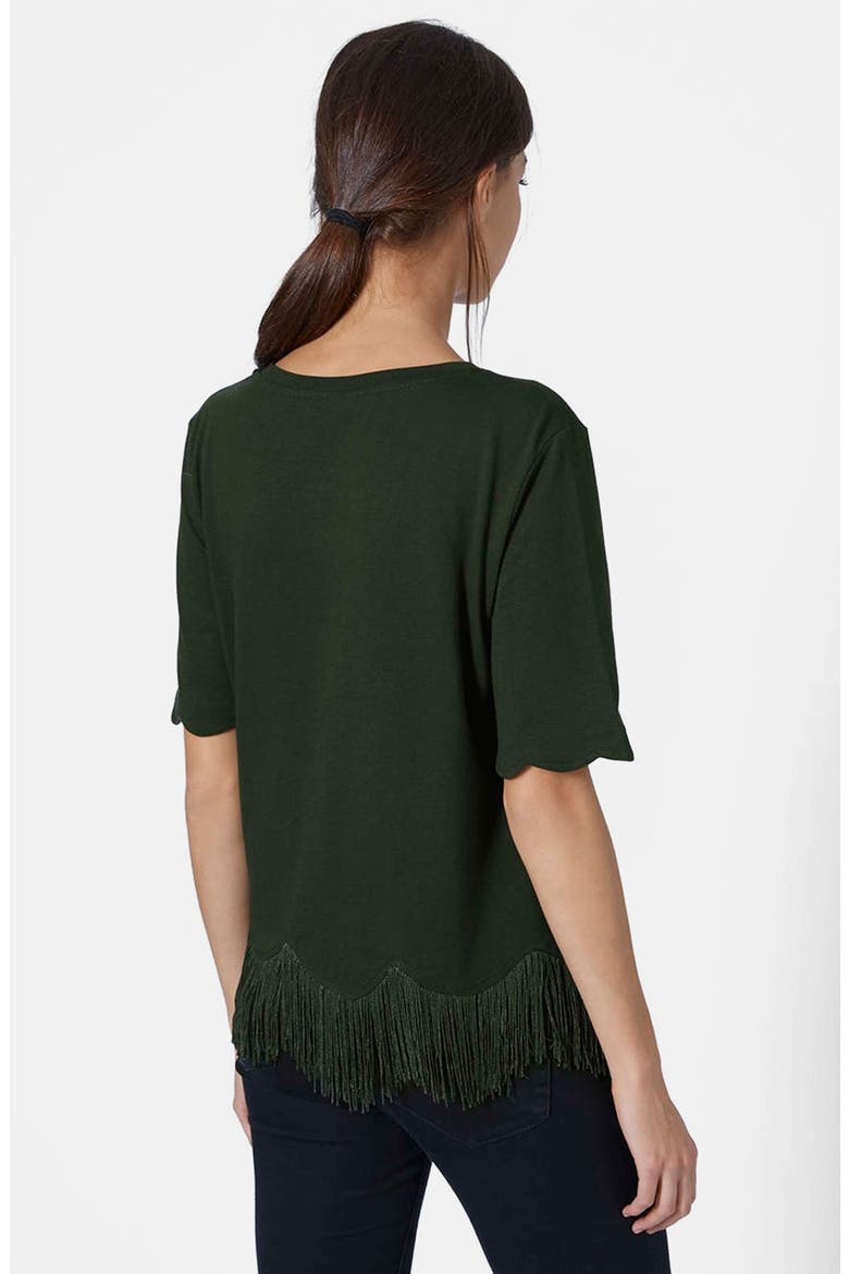 Fringe Scallop Tee, Alternate, color, DARK GREEN
