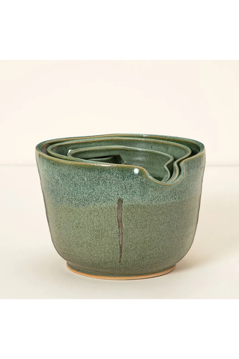 Nesting Stoneware Mixing Bowls - Set of 3 by Maggy Ames Handmade, Alternate, color, Green
