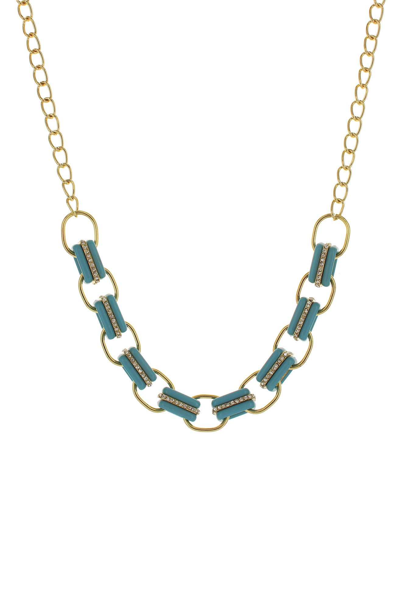 OLIVIA WELLES 14K Gold Plated Crystal Edged Link Necklace