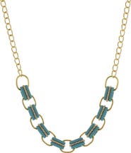 OLIVIA WELLES 14K Gold Plated Crystal Edged Link Necklace