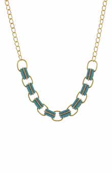 OLIVIA WELLES 14K Gold Plated Crystal Edged Link Necklace