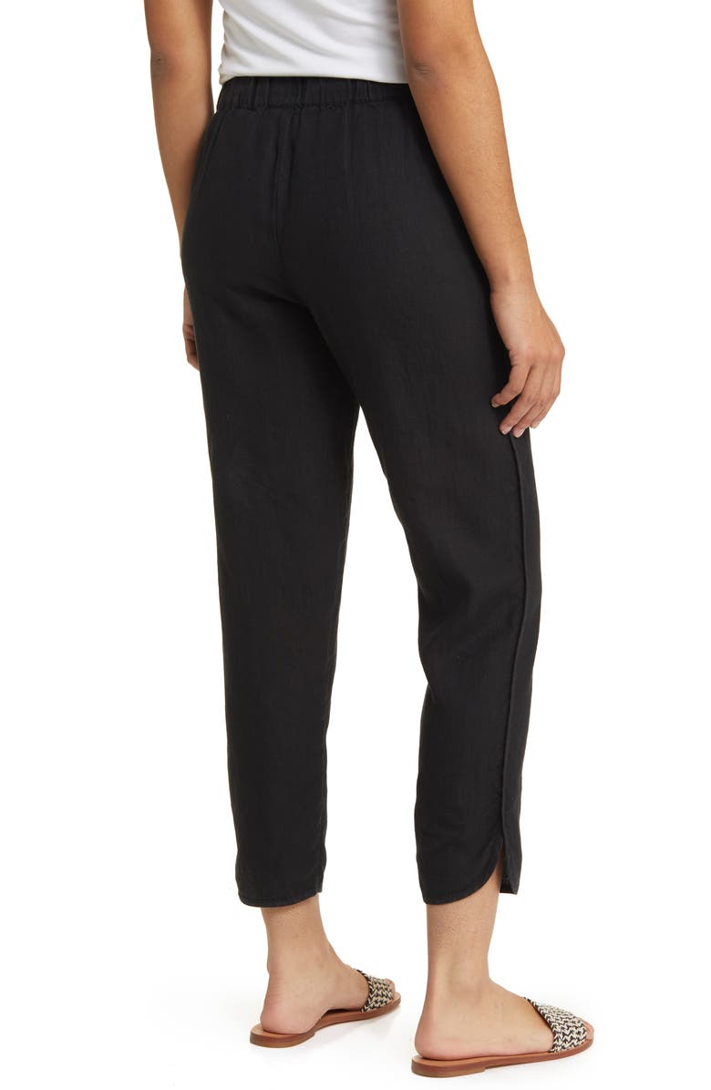 Caslon<sup>®</sup> Tulip Hem Linen Pants, Alternate, color, Black