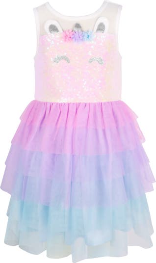 Kids' Sequin Unicorn Tiered Dress