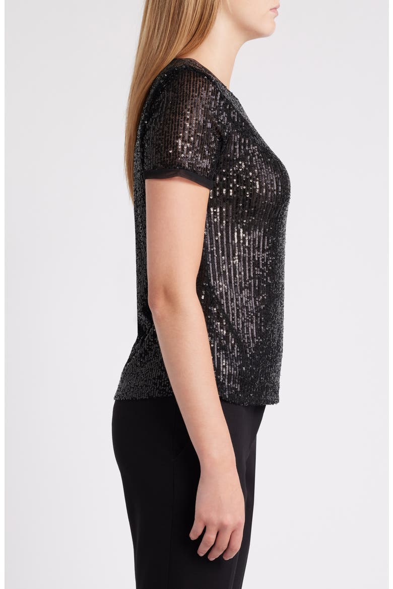 Sequin Mesh T-Shirt, Alternate, color, ANNE BLACK