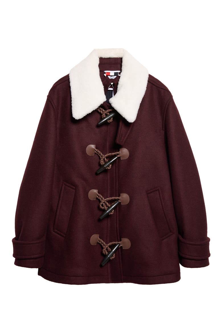 Wide Shoulder Wool Duffle Coat, Main, color, NAVY/ BURGUNDY