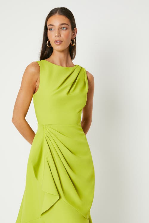 Coast Crepe Ruffle Dress With Low Back In Green