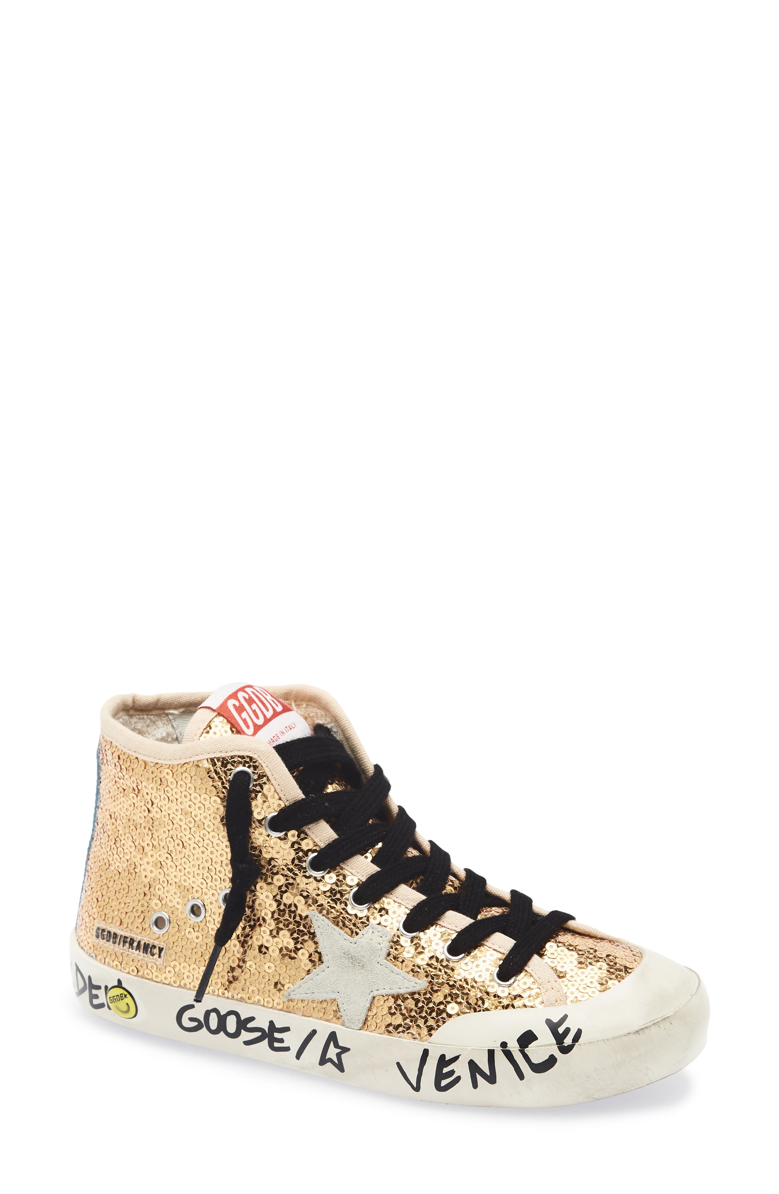 Golden Goose Kids' Francy Penstar Sequin High Top Sneaker, Main, color, Gold/ Ice/ Bluette