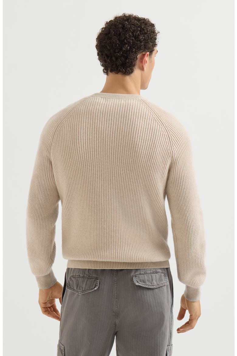 Cashmere English rib sweater with raglan sleeves, Alternate, color, Sand
