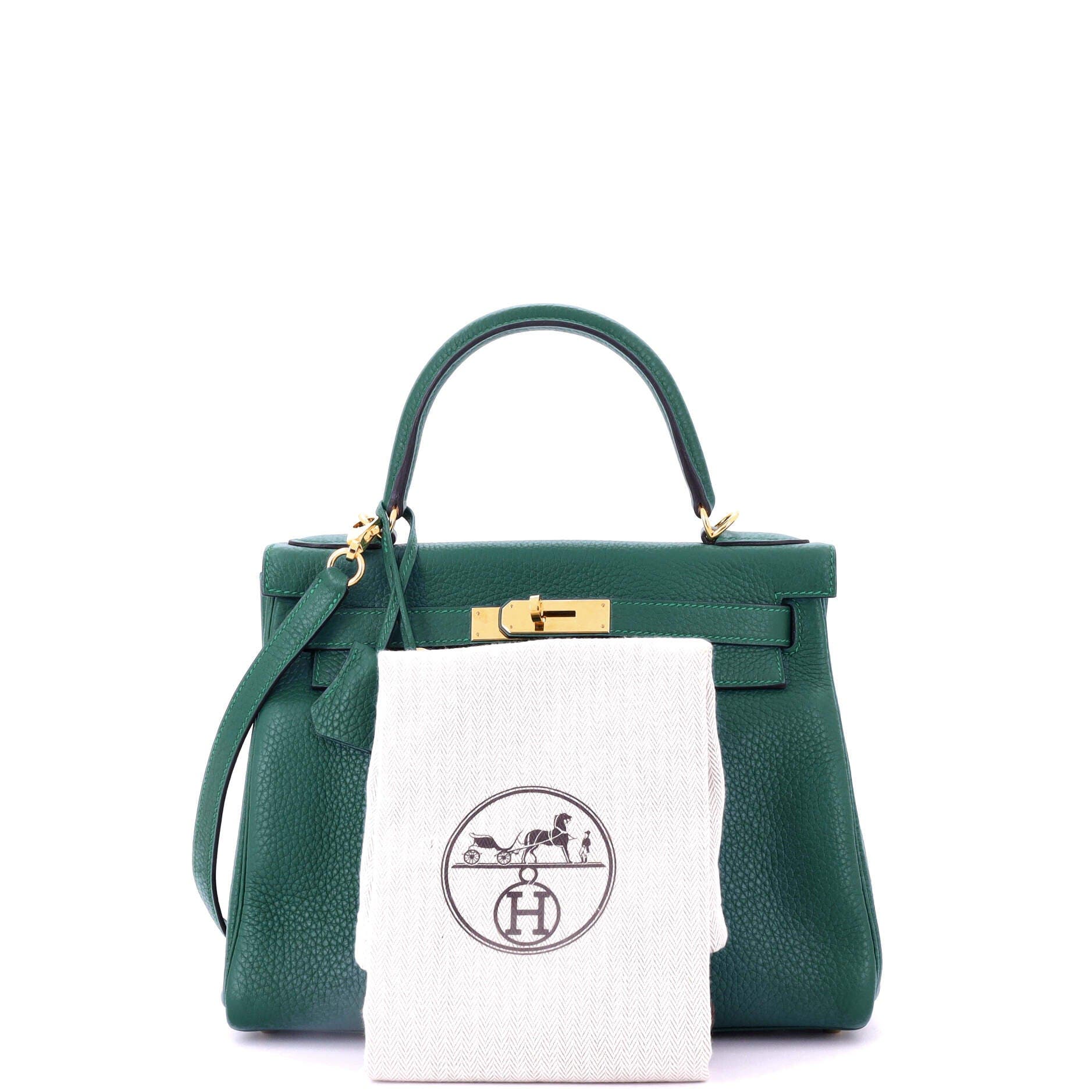 Pre-Owned Hermes Kelly Handbag Green Clemence with Gold Hardware 28, Alternate, color, Malachite