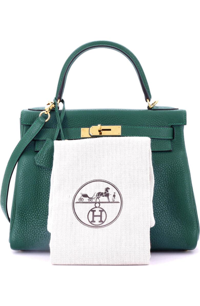 Pre-Owned Hermes Kelly Handbag Green Clemence with Gold Hardware 28, Alternate, color, Malachite