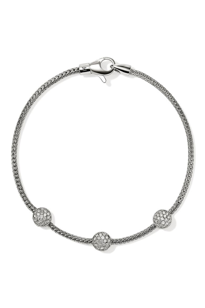 Essentials Diamond Pav9 Station Bracelet, Alternate, color, SILVER