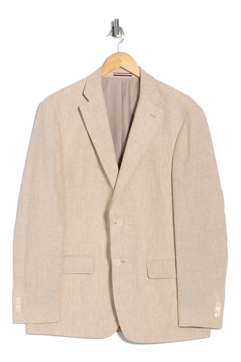 Two Button Notch Lapel Woven Linen Sport Coat, Alternate, color, TAN PLAIN