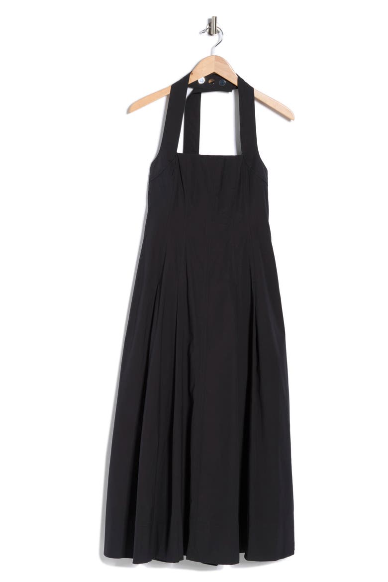 Natalie Stretch Cotton Halter Dress, Main, color, BLACK