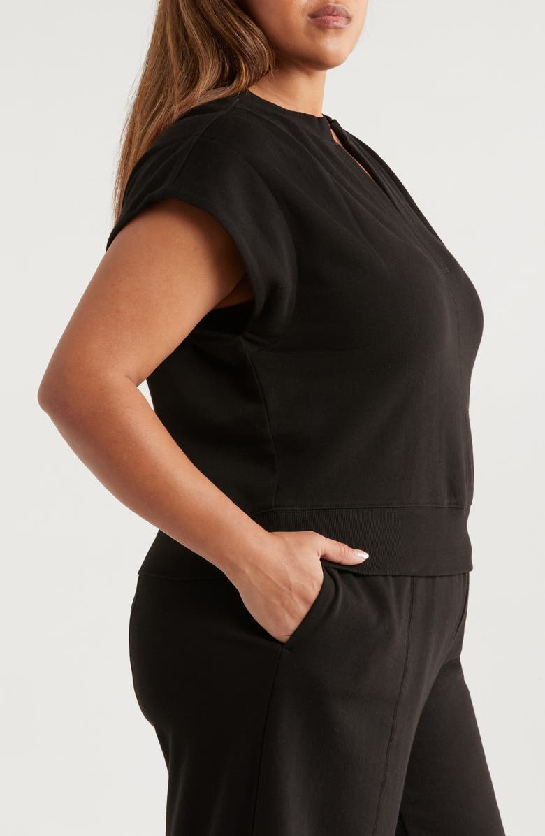 Wit & Wisdom Extended Shoulder Notch Neck Top, Alternate, color, Black