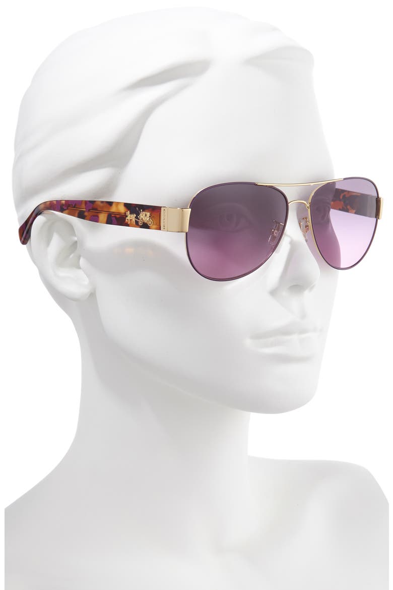 58mm Gradient Lens Aviator Sunglasses, Alternate, color, TORTOISE VIOLET/ VIOLET