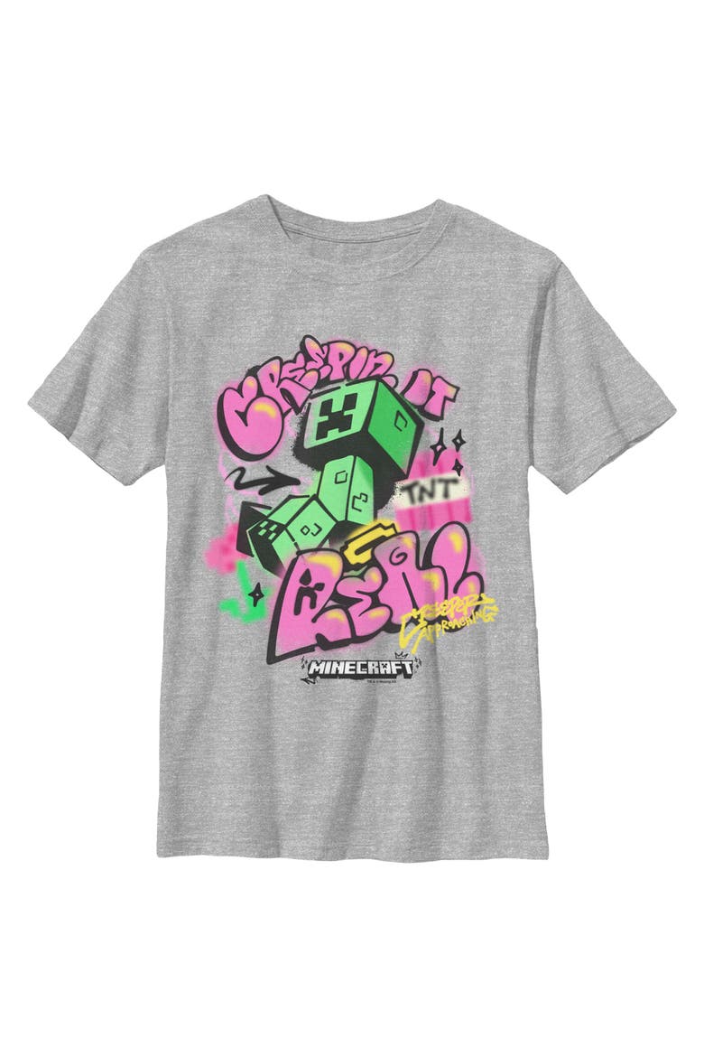 Boy's Minecraft Creepin It Real  Graphic T-Shirt, Main, color, Sport Grey