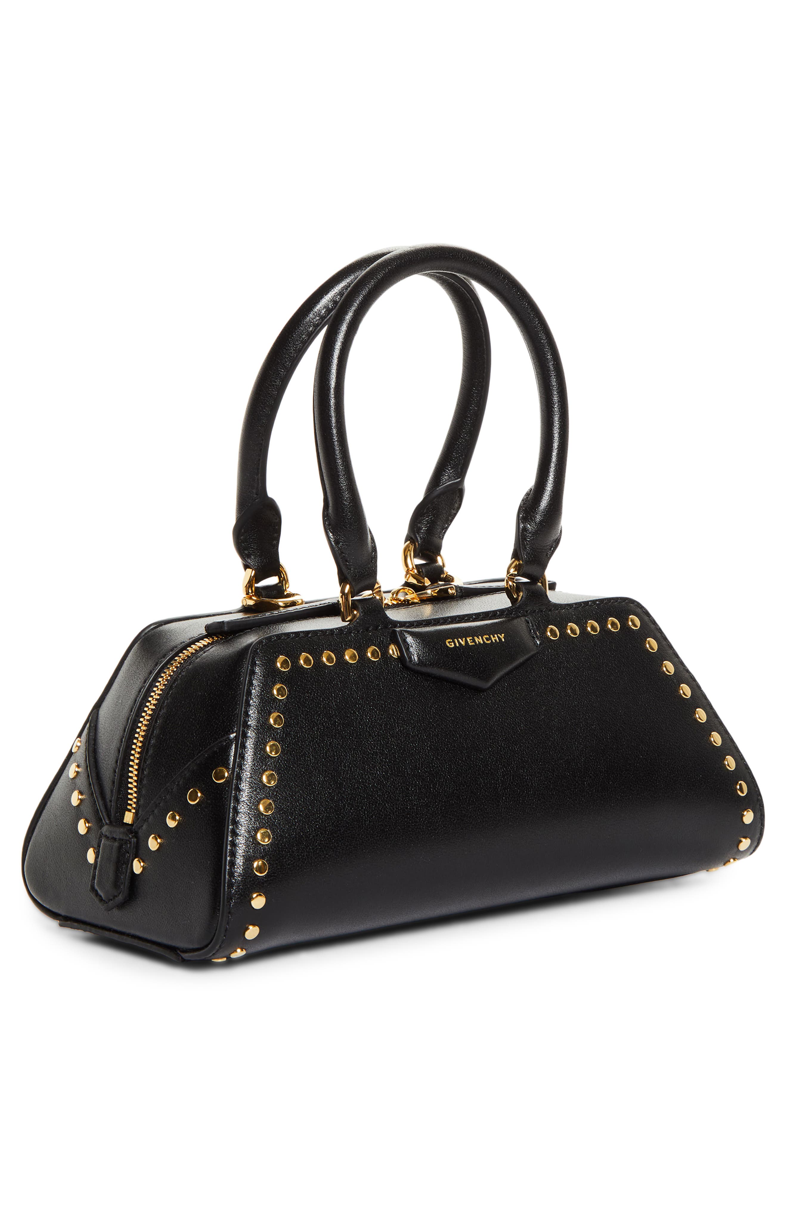 Givenchy Mini Antigona Leather East/West Satchel, Alternate, color, 001-Black