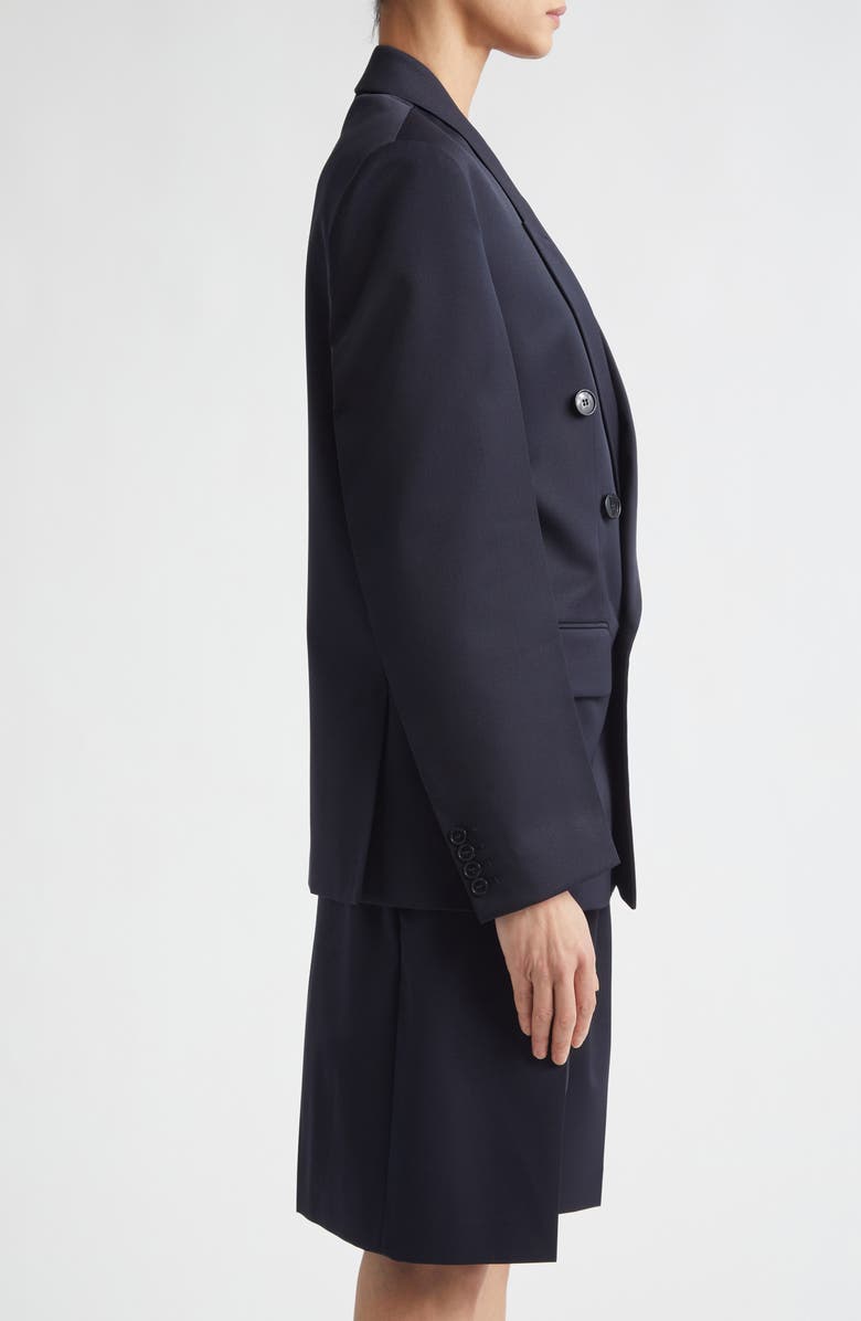 Victoria Beckham Tailored Double Breasted Check Wool Blend Jacket, Alternate, color, Navy
