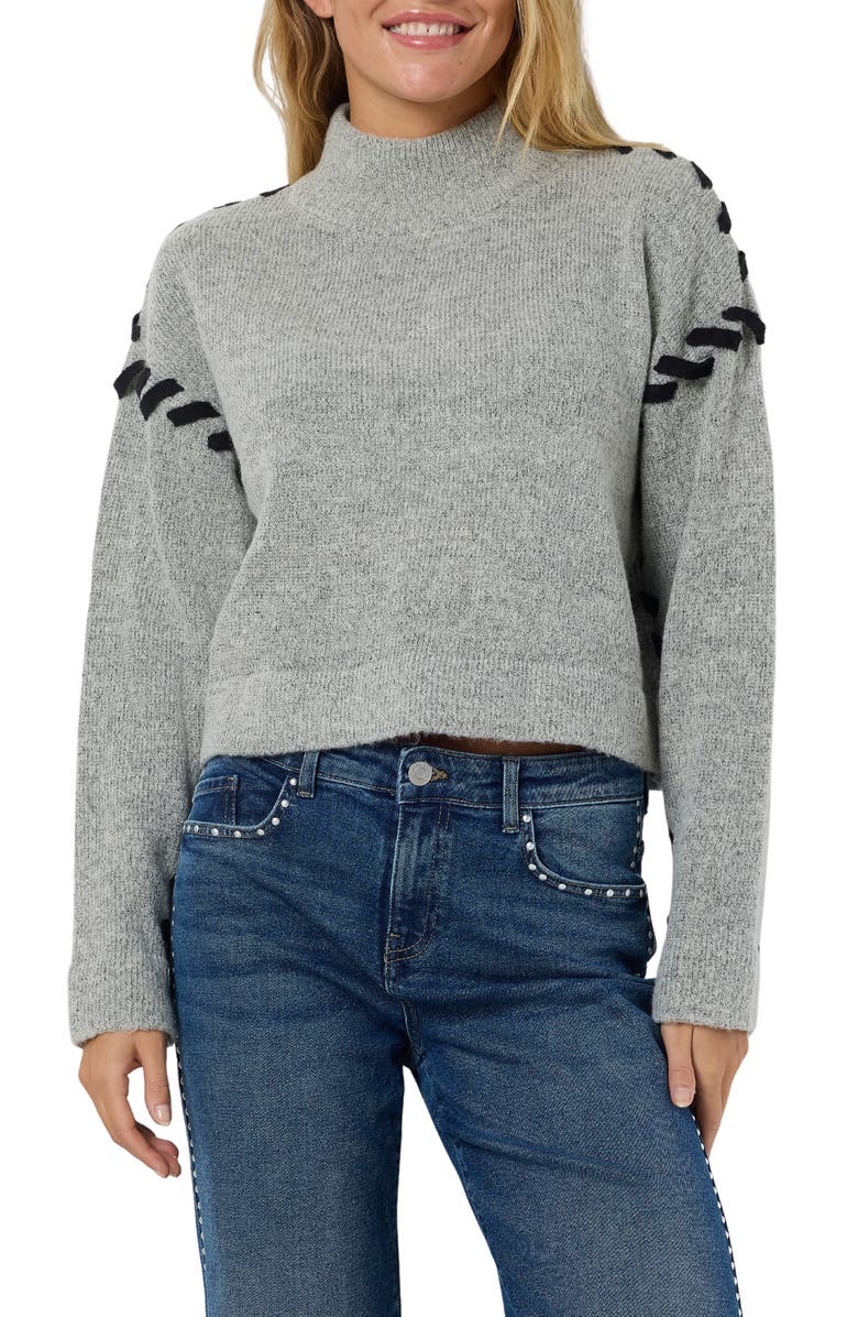 Noisy may Donna Whipstitch Mock Neck Crop Sweater, Main, color, 
