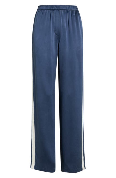 Side Stripe Washable Silk Pajama Pants