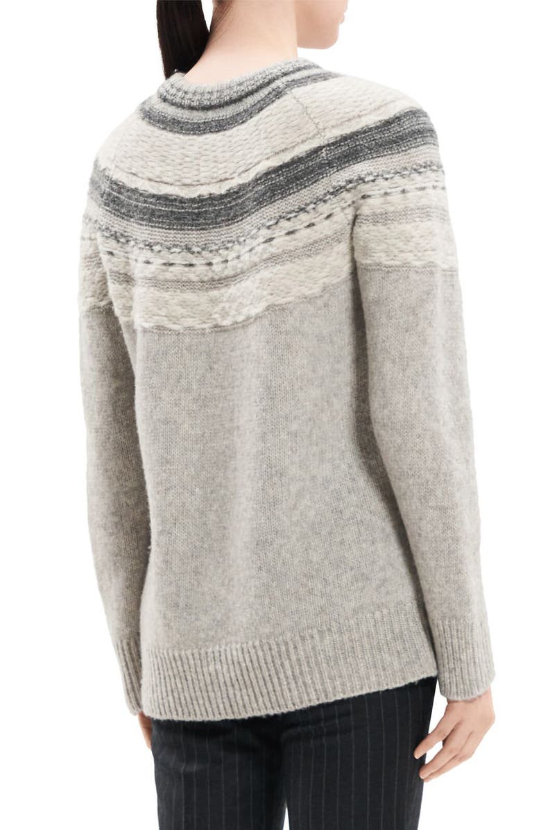 Theory Fair Isle Wool Blend Sweater, Alternate, color, Lt Grey Mel Multi - 1Kb