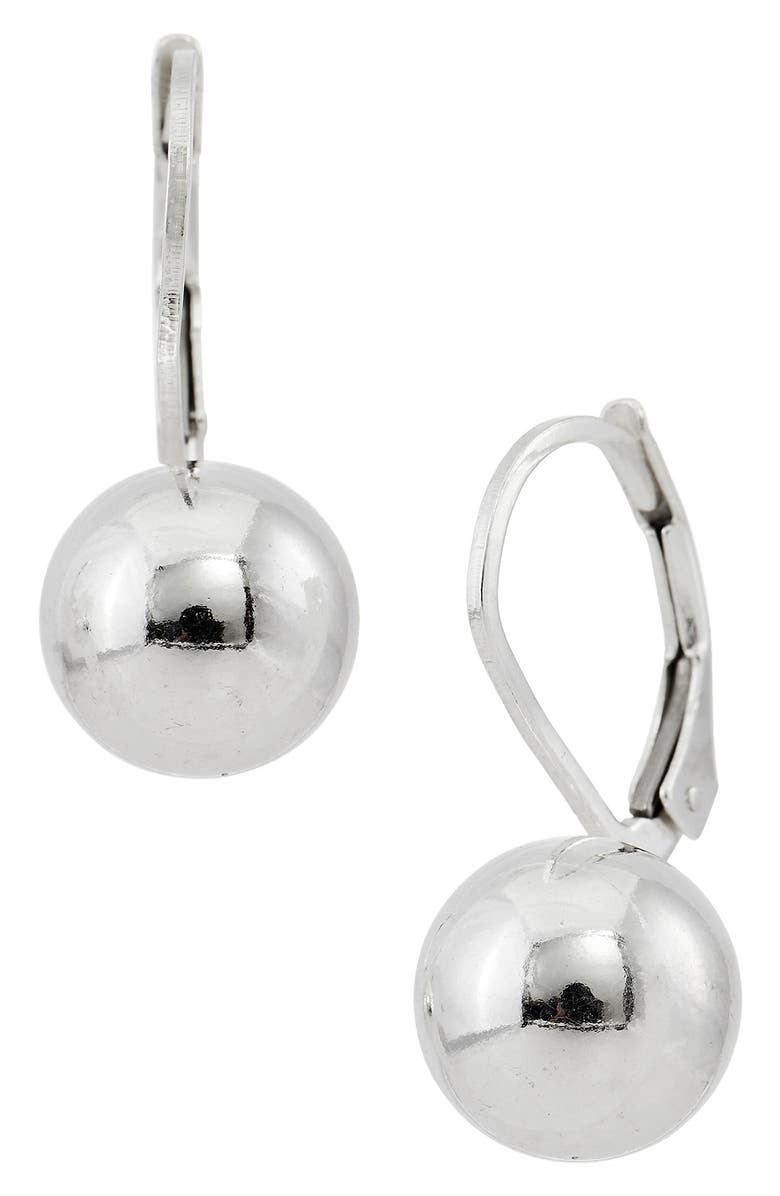 SAVVY CIE JEWELS Sterling Silver Ball Drop Earrings, Main, color, Metallic Silver