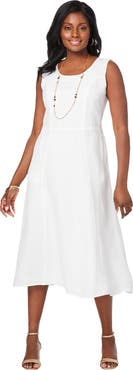Jessica London Linen Fit & Flare Dress