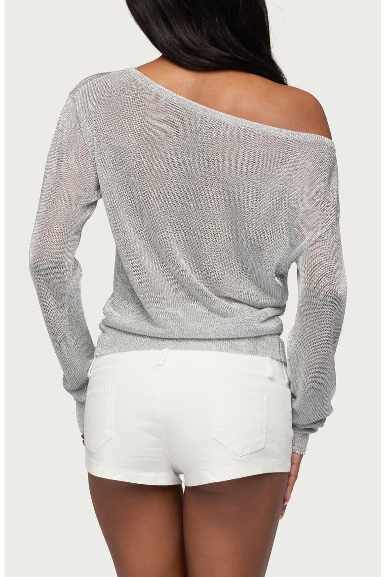 Charlo Metallic One-Shoulder Sweater, Alternate, color, SILVER