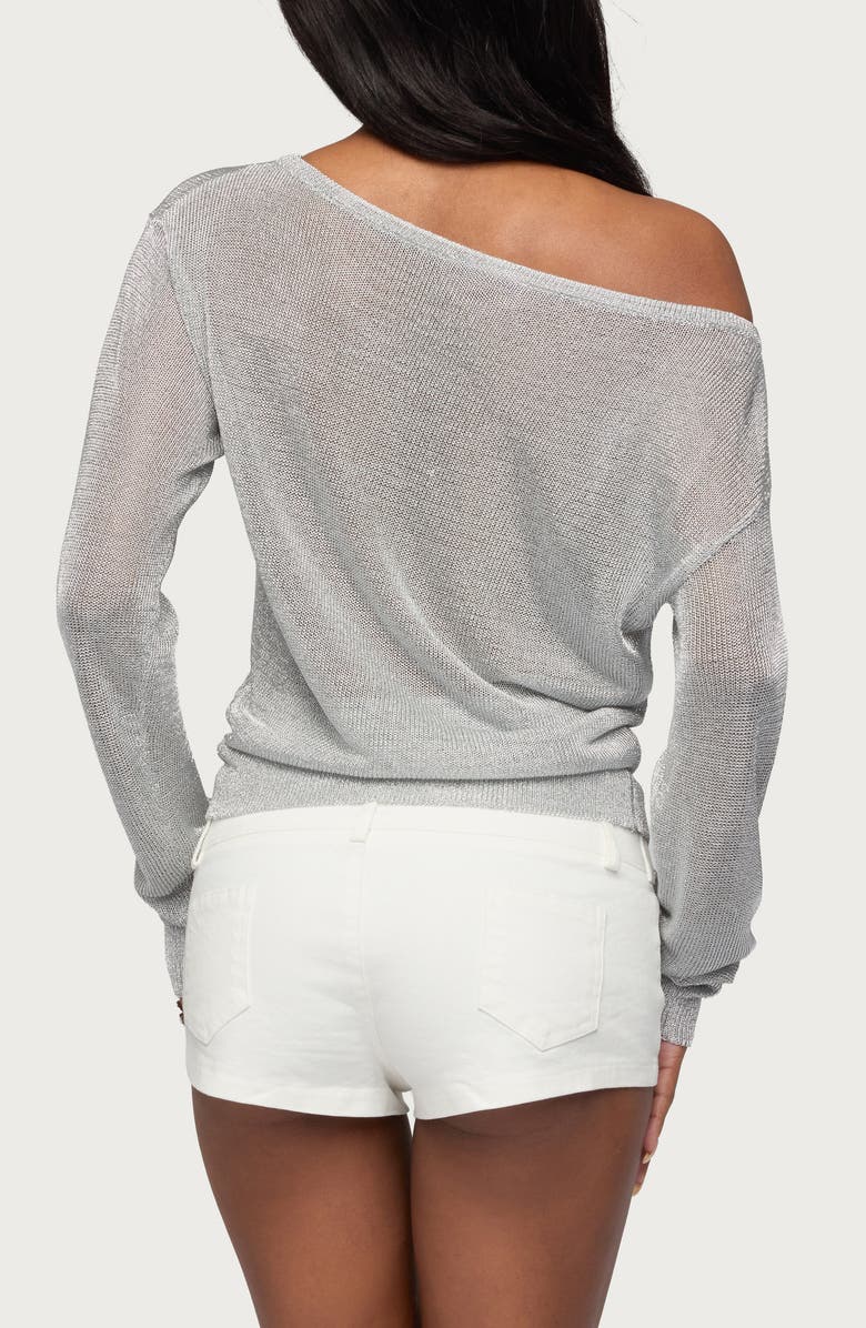 EDIKTED Charlo Metallic One-Shoulder Sweater, Alternate, color, 