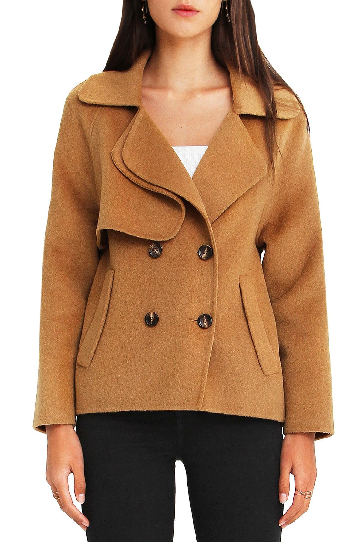 Belle & Bloom I'm Yours Double Breasted Wool Blend Coat