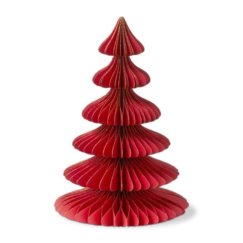 Glimmer Paper Tree Decor Small Red Holiday Sculpture