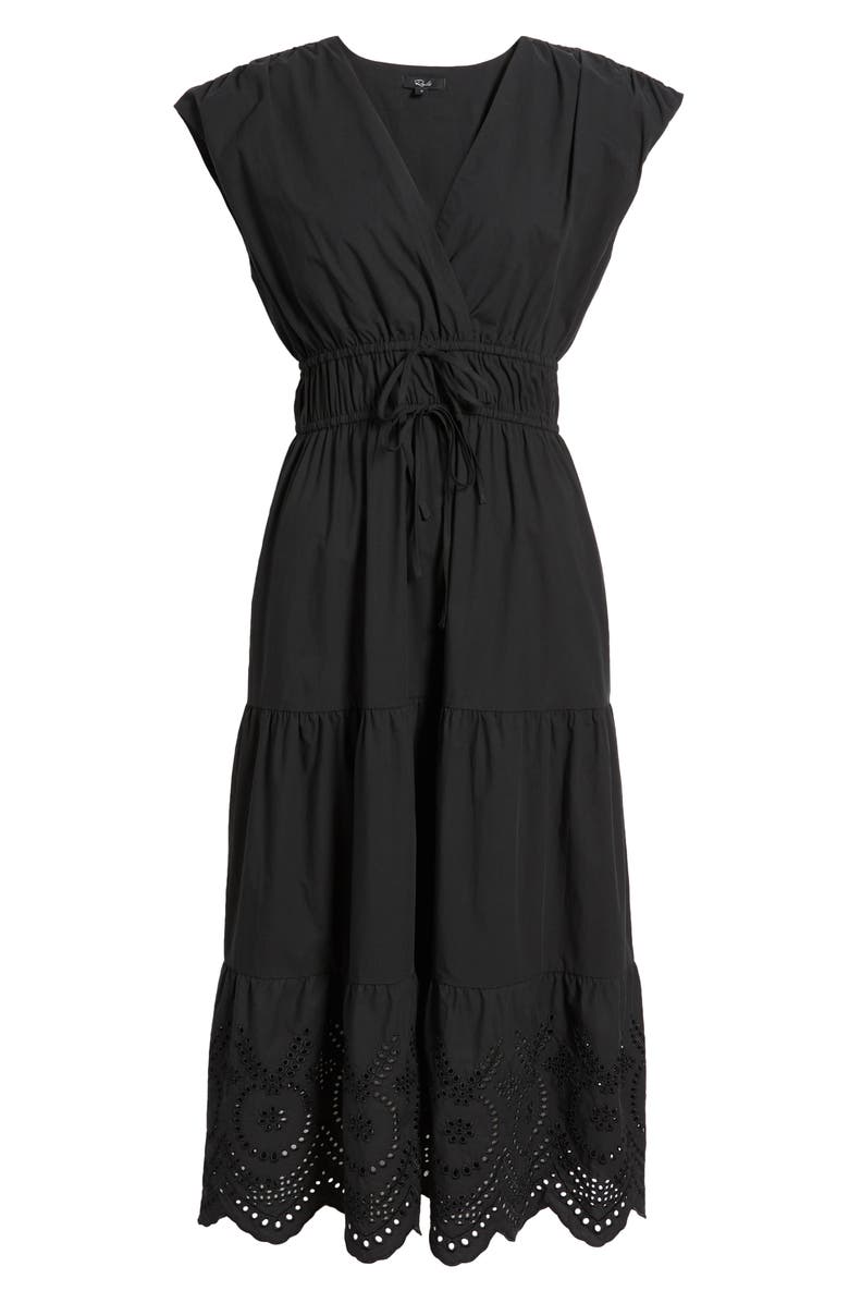 Rails Lucia Tiered Cotton Blend Midi Dress, Alternate, color, Black Eyelet