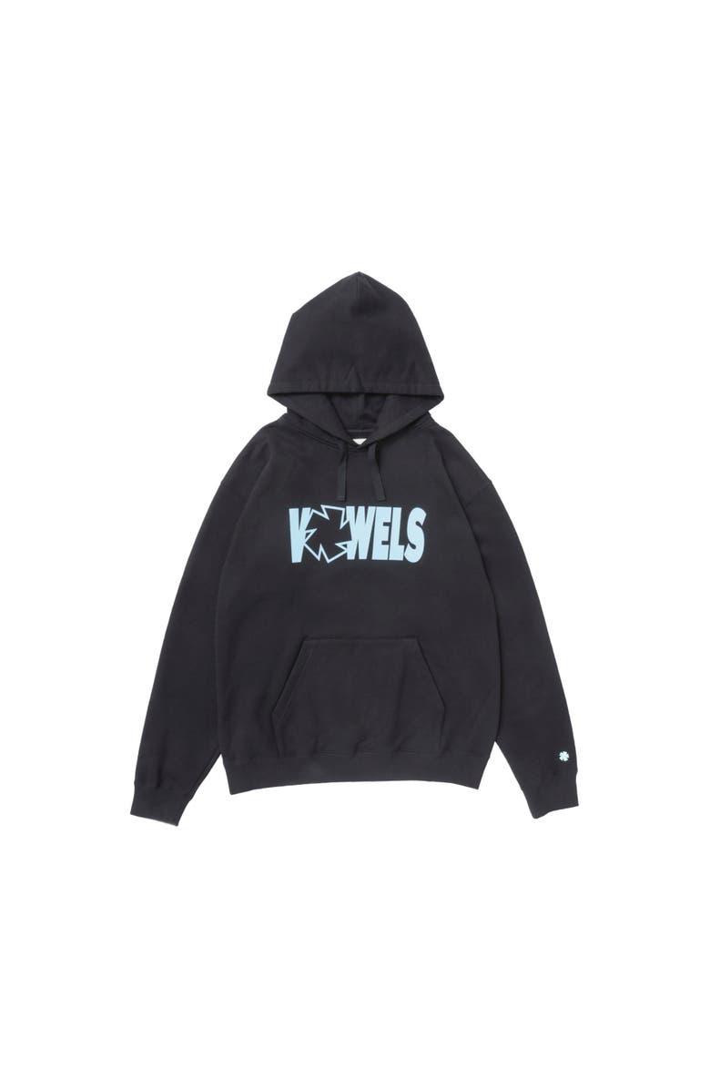 vowels Icon Spell Out Hoodie, Main, color, Black