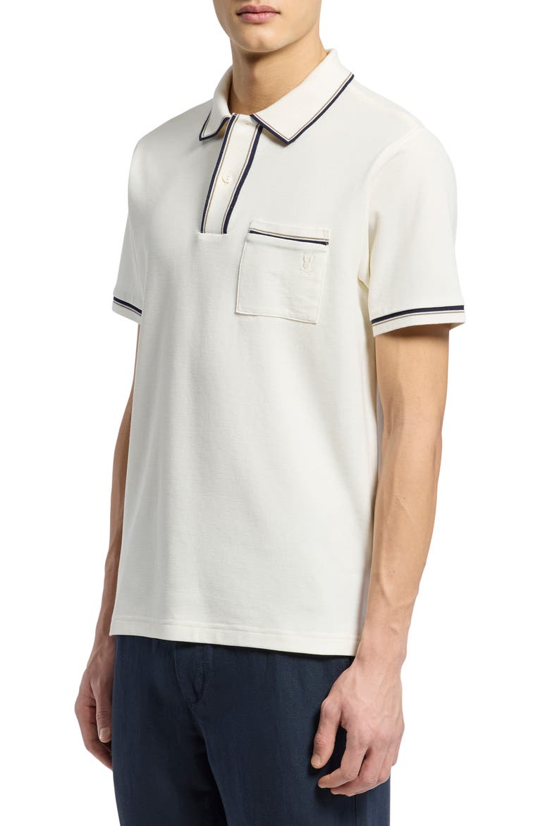 Bradford Tipped Piqué Knit Polo, Alternate, color, ECRU