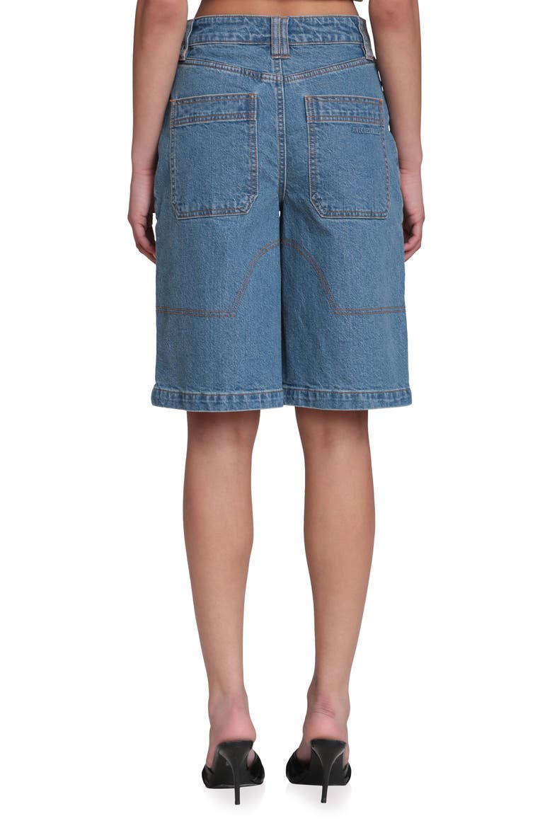 Stretch Denim Wide Leg Bermuda Shorts, Alternate, color, BASILICA WASH