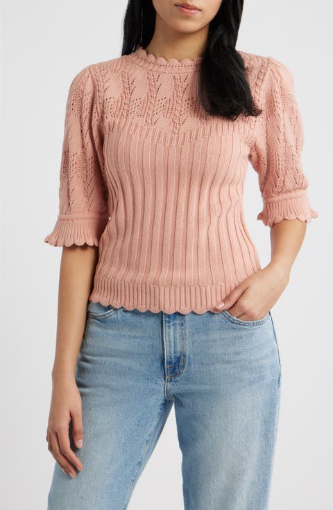 Mixed Stitch Elbow Sleeve Sweater