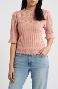 Wit & Wisdom Mixed Stitch Elbow Sleeve Sweater