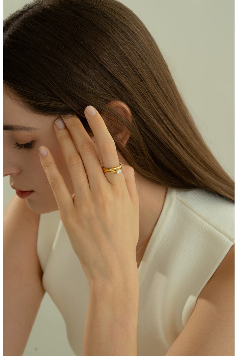 Sterling Silver 18k Gold Plated Izzie Ring Dainty Minimalist Sparkle, Alternate, color, Gold