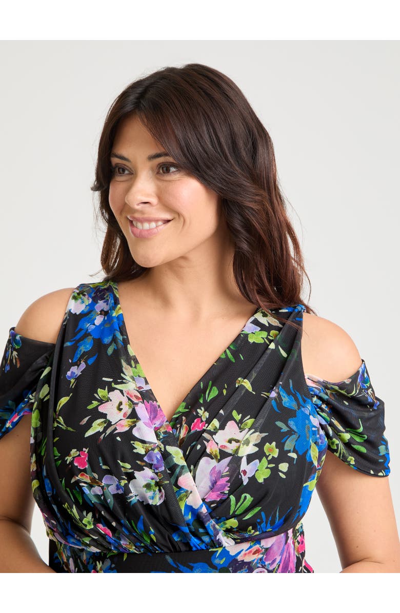 Scarlett & Jo Jasmine Cold Shoulder Maxi Dress, Alternate, color, Black Multi